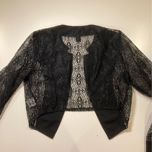 Schein Privé Contrast Lace w Wired Open Front Blazer - Picture 5 of 7